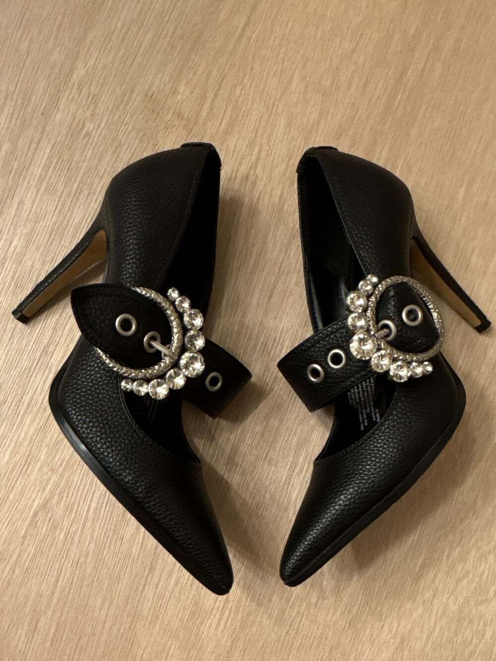 Karl Lagerfeld Paris Caela Rhinestone Buckle Black Pumps